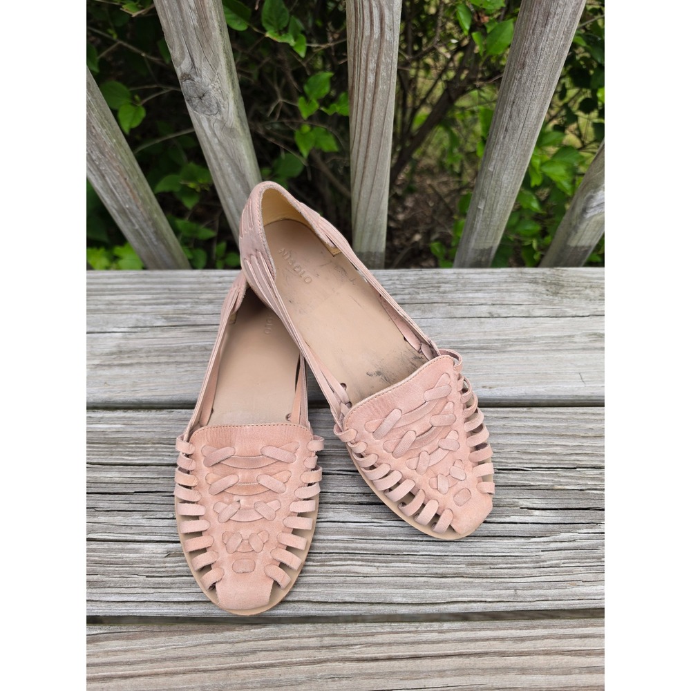 Nisolo Huarache Sandals Womens 8.5 Blush Pink‎ Woven Leather Flats Made in Peru